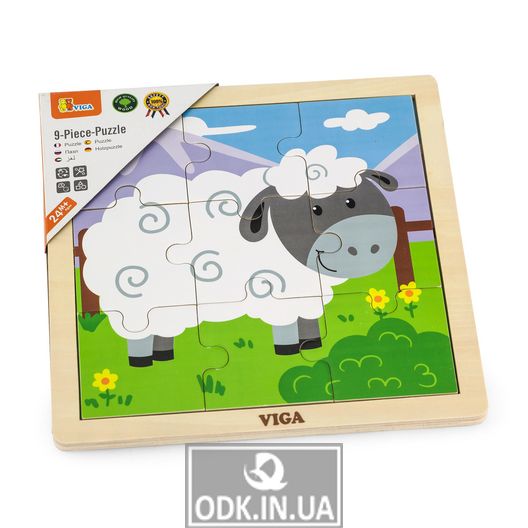 Wooden puzzle Viga Toys Sheep, 9 el. (51437)