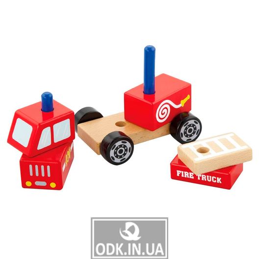 Wooden pyramid Viga Toys Fire truck (50203FSC)