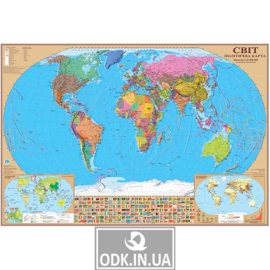 Світ. Політична карта. 100x70 см. М 1:35 000 000. Папір, ламінація (4820114954473)