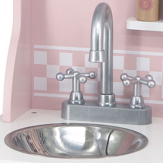 Дитяча кухня з дерева з посудом Viga Toys PolarB рожевий (44046)