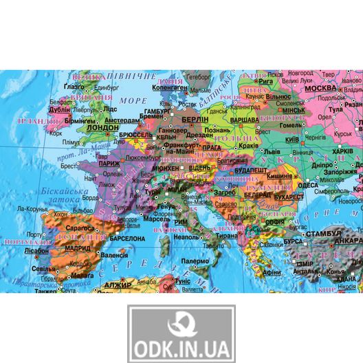 World. Political map. 100x70 cm. M 1:35 000 000. Paper, lamination, laths (4820114954480)