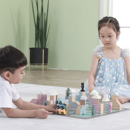 Дерев'яний ігровий набір Viga Toys PolarB Місто, 56 ел. (44040)