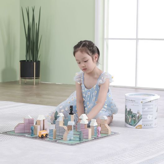 Дерев'яний ігровий набір Viga Toys PolarB Місто, 56 ел. (44040)