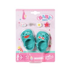 BABY born doll shoes - Holiday sandals with badges (green)