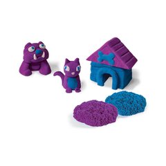 Песок для детского творчества - Kinetic Sand Build голубой и фиолетовый.