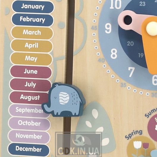 Деревянный календарь Viga Toys PolarB с часами, на английском языке (44056)
