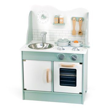 Дитяча кухня з дерева з аксесуарами Viga Toys PolarB зелений (44048)
