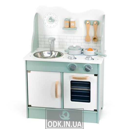 Children's kitchen from a tree with accessories Viga Toys PolarB green (44048)