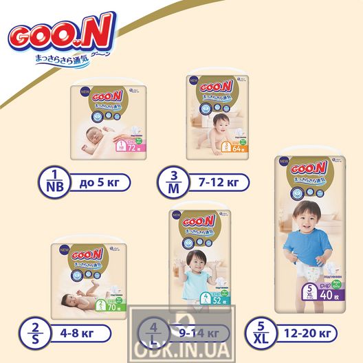 Підгузки Goo.N Premium Soft для дітей (XL, 12-20 кг, 40 шт)