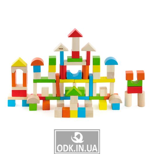 Wooden cubes Viga Toys Colored blocks, 80 pieces, 2,5 cm (50333)