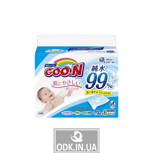 Goo.N wet wipes for sensitive skin (3 blocks of 70 pieces)
