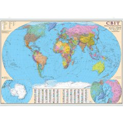 Світ. Політична карта. 105х75 см. М 1:32 000 000. Картон, планки (4820114950604)