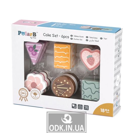Игрушечные продукты Viga Toys PolarB Деревянные пирожные, 6 шт. (44055)