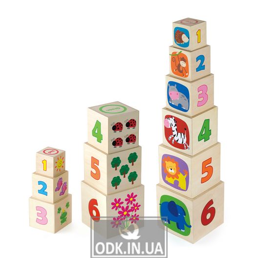 Wooden cubes pyramid Viga Toys with numbers (50392)