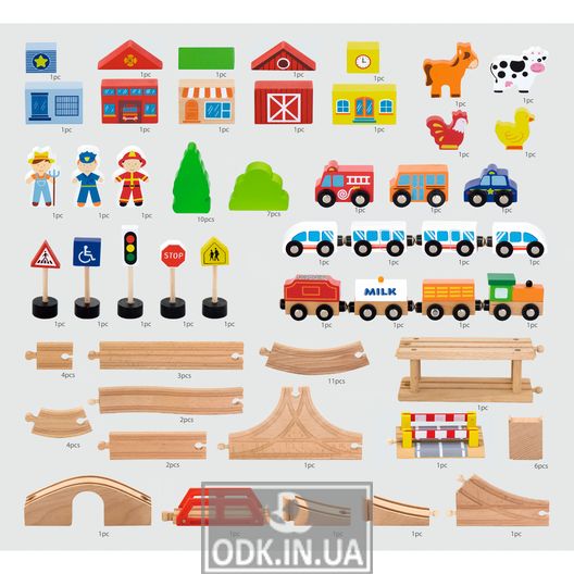 Wooden railway Viga Toys 90 el. (50998)