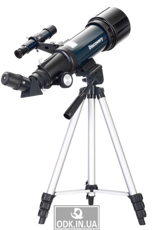 Discovery Sky Trip ST70 telescope with a book