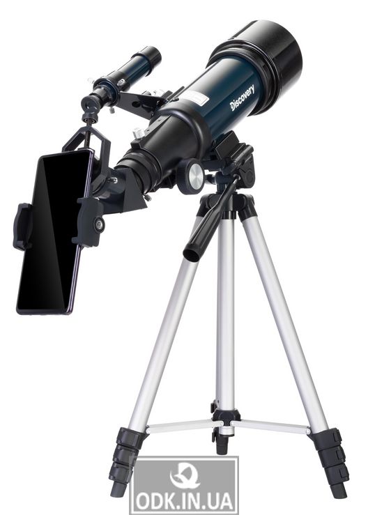 Discovery Sky Trip ST70 telescope with a book