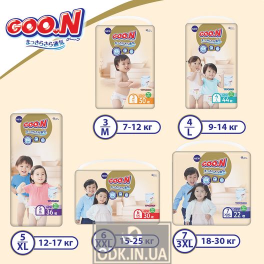 Goo.N Premium Soft panties-diapers for children (M, 7-12 kg, 50 pieces)