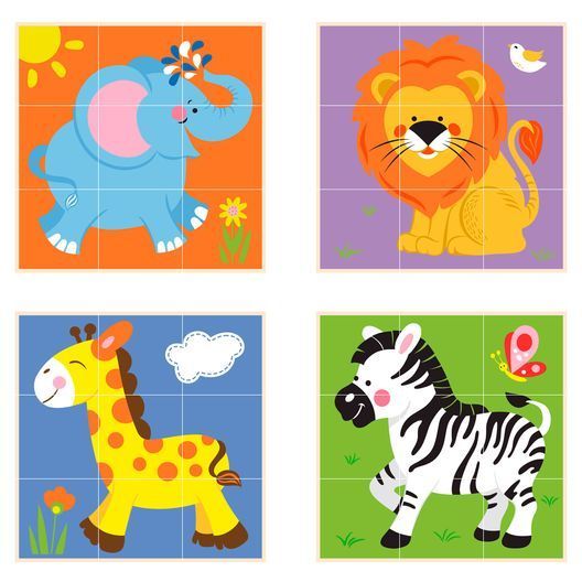 Дерев'яні кубики-пірамідка Viga Toys Звірята (50834)