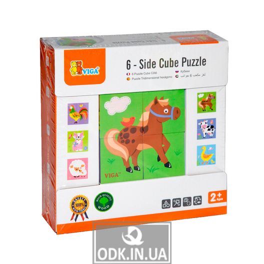 Деревянные кубики-пазл Viga Toys Фермерские зверята (50835)
