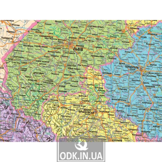 Ukraine. Administrative and territorial structure. 105х75 cm. M 1: 1 250 000. Cardboard, lamination, laths (4820114950208)