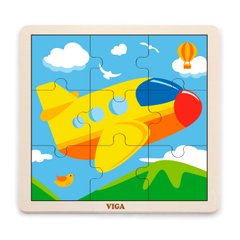 Wooden puzzle Viga Toys Plane, 9 el. (51447)