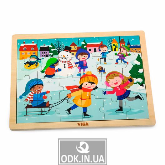 Wooden puzzle Viga Toys Seasons: winter, 24 el. (51272)