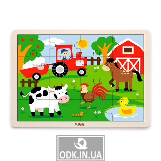 Wooden puzzle Viga Toys On the farm, 16 el. (51448)