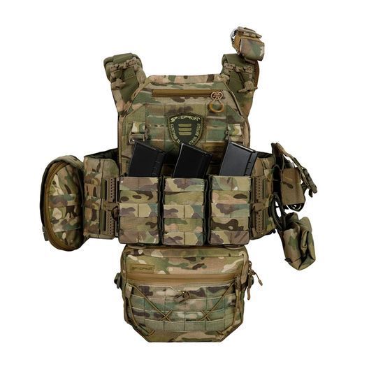 Плитоноска Warmor gen.3 Pro Max XL Мультикам. Система швидкого скидання. 7 підсумок. (Великого розміру)