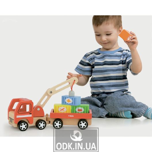 Wooden toy car Viga Toys Truck crane (50690)