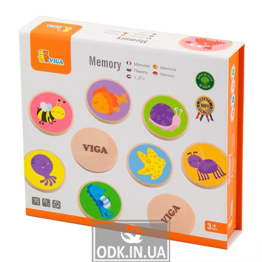 Дерев'яна настільна гра Viga Toys Меморі-фауна, 32 картки (50126)