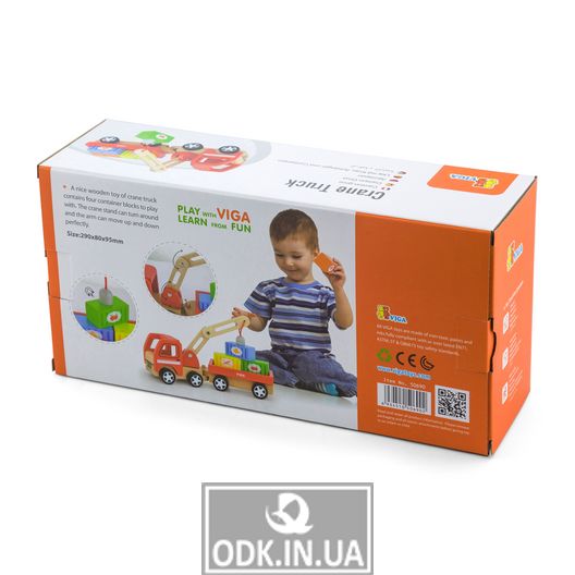Деревянная игрушечная машинка Viga Toys Автокран (50690)