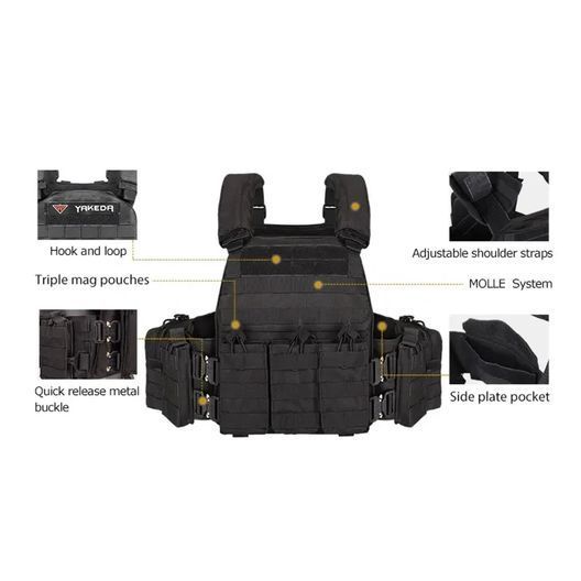 Плитоноска Yakeda VT-6031-6 поліестер 600D з системою MOLLE з підсумками Олива