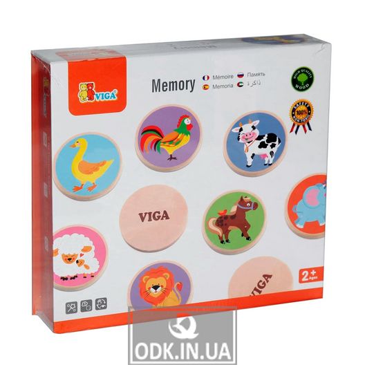 Wooden board game Viga Toys Memory animals, 32 cards (51308)