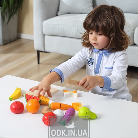 Set of toy products Viga Toys Sliced wood food (44579)