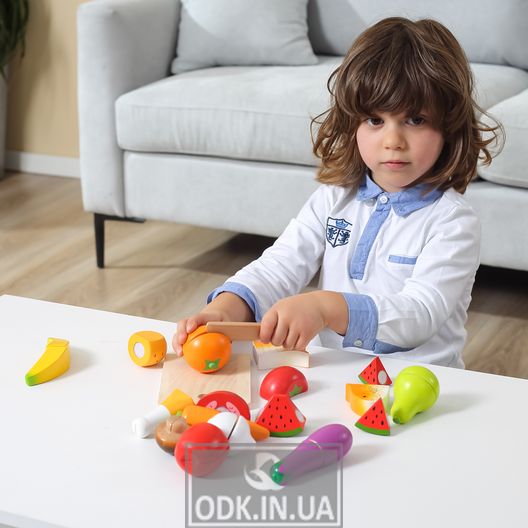 Набір іграшкових продуктів Viga Toys Нарізана їжа з дерева (44579)
