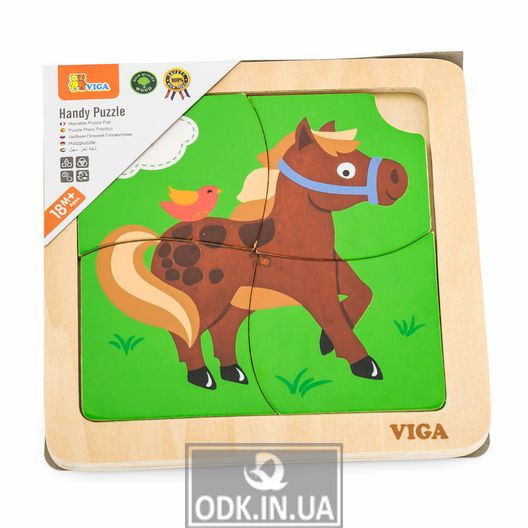 Деревянный мини-пазл Viga Toys Лошадка, 4 эл. (51312)