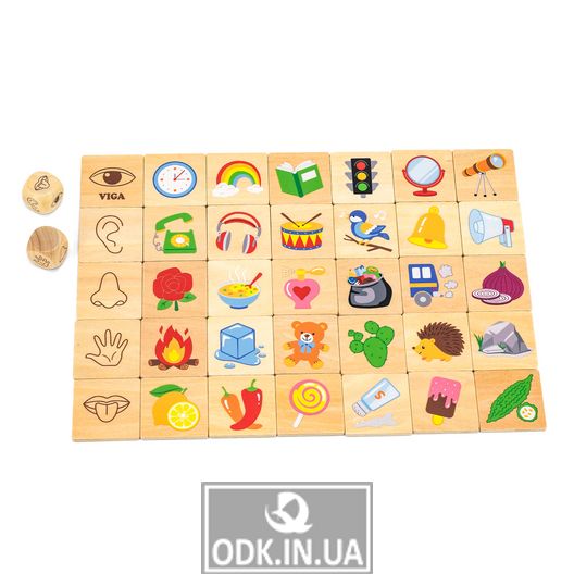 Wooden Puzzle Game Viga Toys Sense Organs (44507)