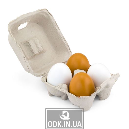 Игрушечные продукты Viga Toys Деревянные яйца в лотке, 4 шт. (50044)