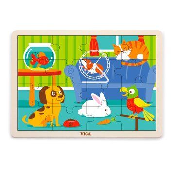 Дерев'яний пазл Viga Toys Домашні вихованці, 16 ел. (51453)