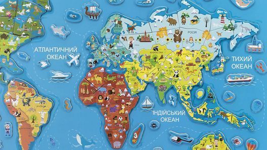 Пазл магнітний Viga Toys Карта світу з маркерной дошкою, українською мовою (44508)