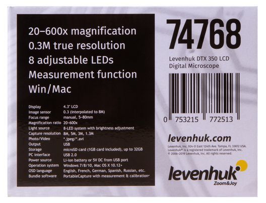 Мікроскоп цифровий Levenhuk DTX 350 LCD