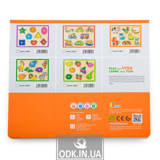 Деревянная рамка-вкладыш Viga Toys Цветные фигуры (50015)
