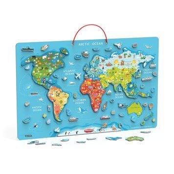 Пазл магнітний Viga Toys Карта світу з маркерною дошкою, англійською (44508EN)