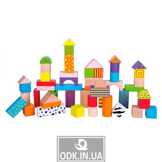 Wooden cubes Viga Toys Patterned blocks of 50 pieces, 3 cm (59695)