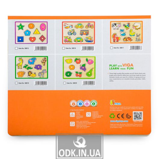 Деревянная рамка-вкладыш Viga Toys Цветной транспорт (50016)