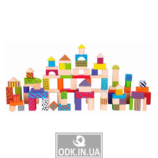 Wooden cubes Viga Toys Pattern blocks of 100 pieces, 3 cm (59696)