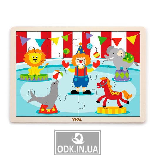 Дерев'яний пазл Viga Toys Цирк, 16 ел. (51455)