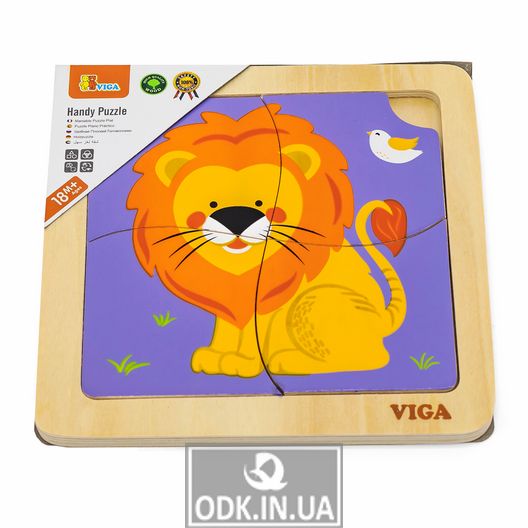 Wooden mini-puzzle Viga Toys Lion, 4 el. (51316)
