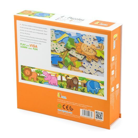 Набір дерев'яних пазлів Viga Toys Джунглі 4 в 1, 48 ел. (50068)